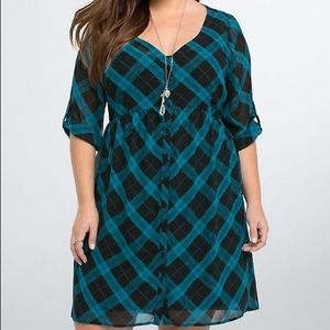 Torrid size 3 slip dress with plaid dress.